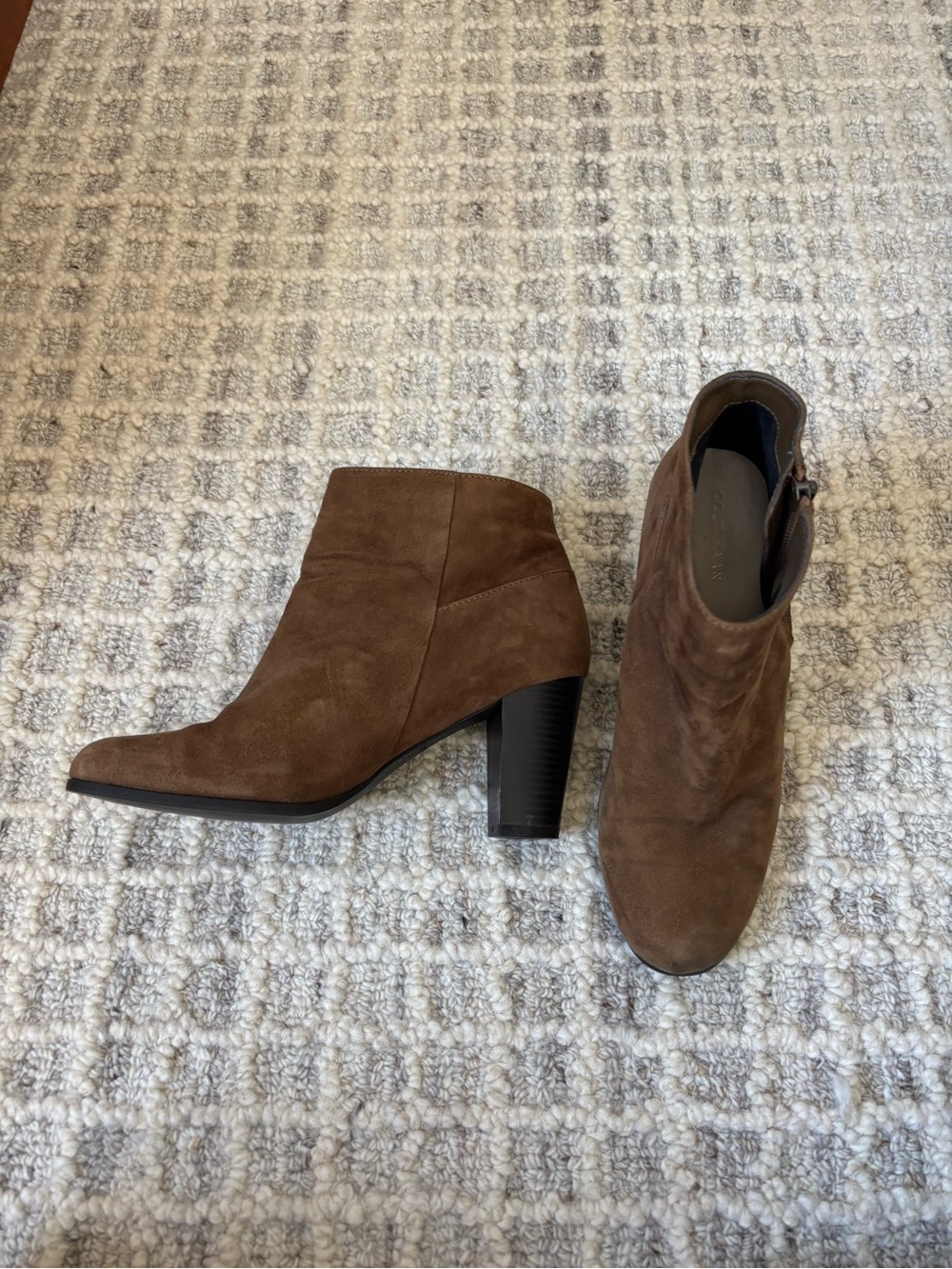 Brown Suede Block Heel Ankle Boots - Women - Cole Haan